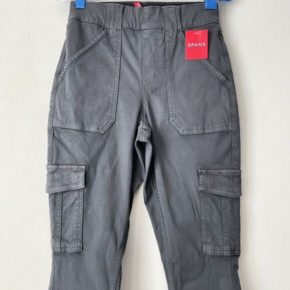 SPANX Cargo Pants Size S Black Washed Stretch Twill Ankle - Picture 10 of 11